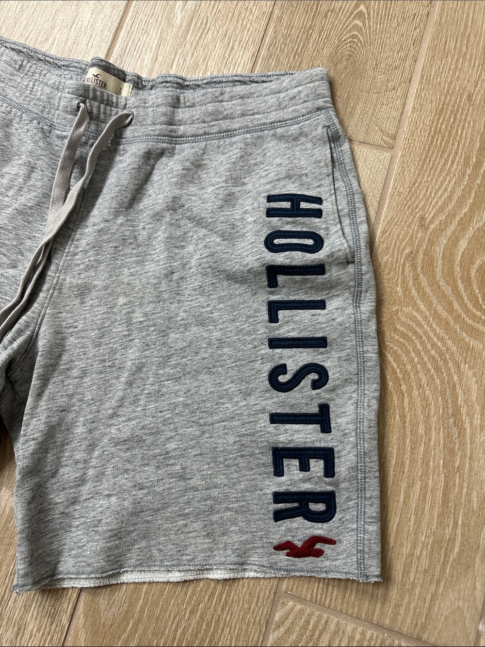 Hollister Gray Athletic Logo Drawstring Shorts - Picture 2 of 5